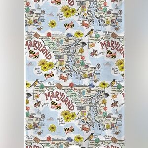 Maryland Themed Tea Towel with Colorful Map Design